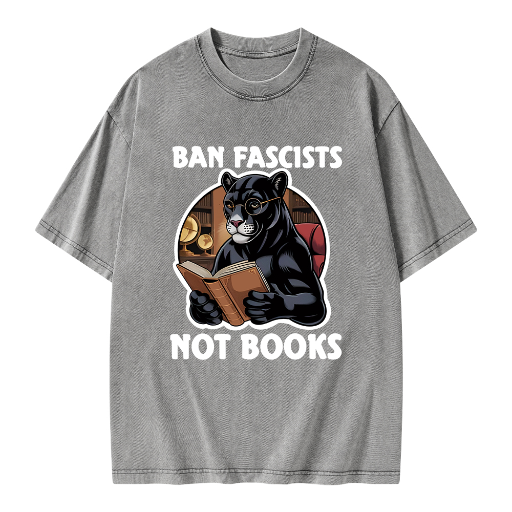 Pagewings Ban Fascists Not Books Unisex Washed T-shirt