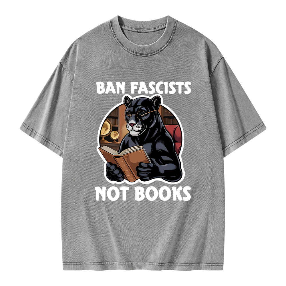 Pagewings Ban Fascists Not Books Unisex Washed T-shirt