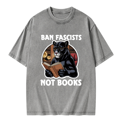 Pagewings Ban Fascists Not Books Unisex Washed T-shirt