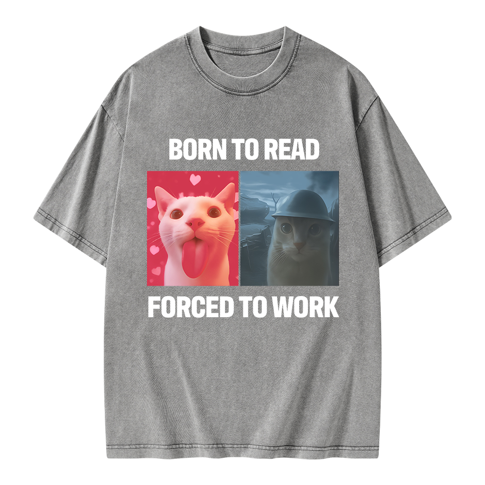 Pagewings Born To Read Forced To Work Unisex Washed T-shirt