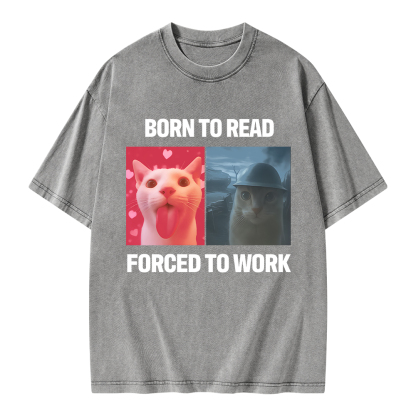 Pagewings Born To Read Forced To Work Unisex Washed T-shirt