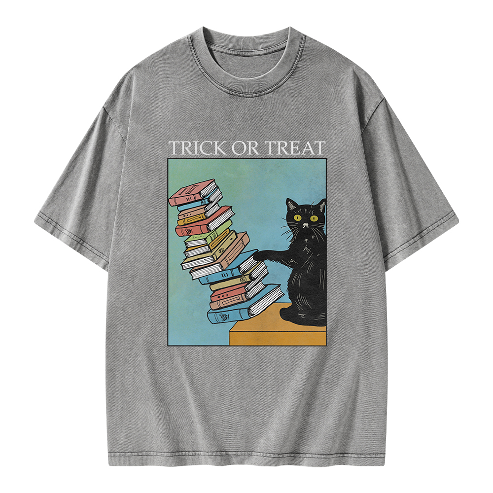 Pagewings Trick or Treat Unisex Washed T-shirt