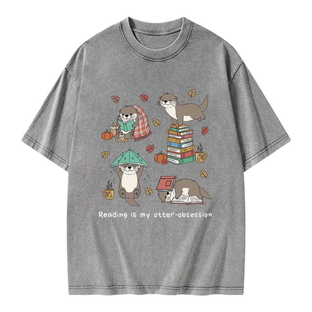 Pagewings Reading Is My Otter-Obsession Unisex Washed T-shirt
