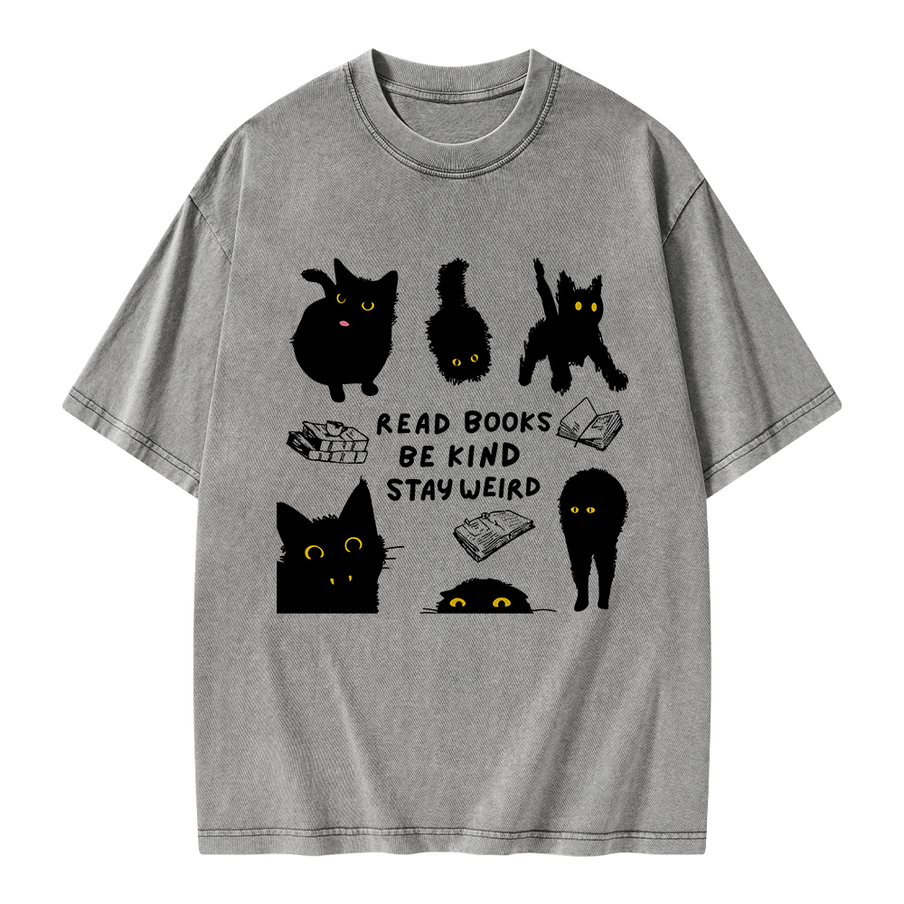 Pagewings Read Books Be Kind Stay Weird Unisex Washed T-shirt