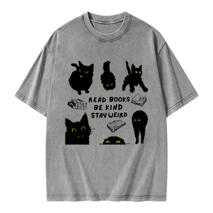Pagewings Read Books Be Kind Stay Weird Unisex Washed T-shirt