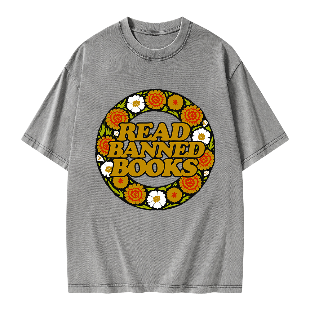 Pagewings Read Banned Books Unisex Washed T-shirt