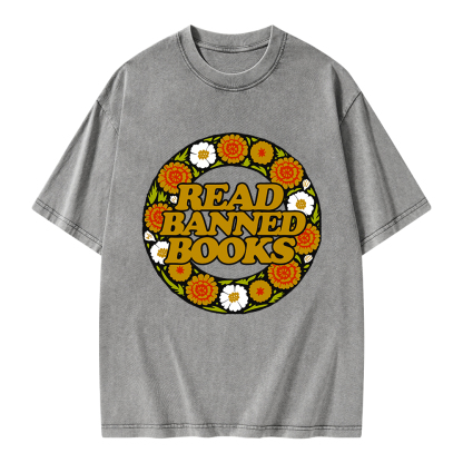 Pagewings Read Banned Books Unisex Washed T-shirt