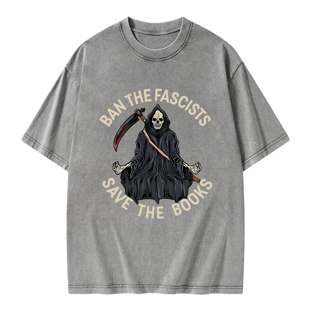 Pagewings Ban The Fascists Save The Books Unisex Washed T-shirt