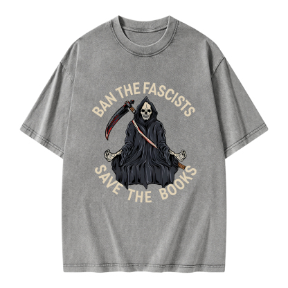 Pagewings Ban The Fascists Save The Books Unisex Washed T-shirt