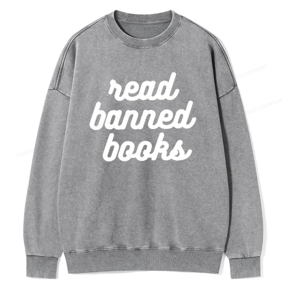 Pagewings Read Banned Books Unisex Tee Unisex Washed Sweatshirt