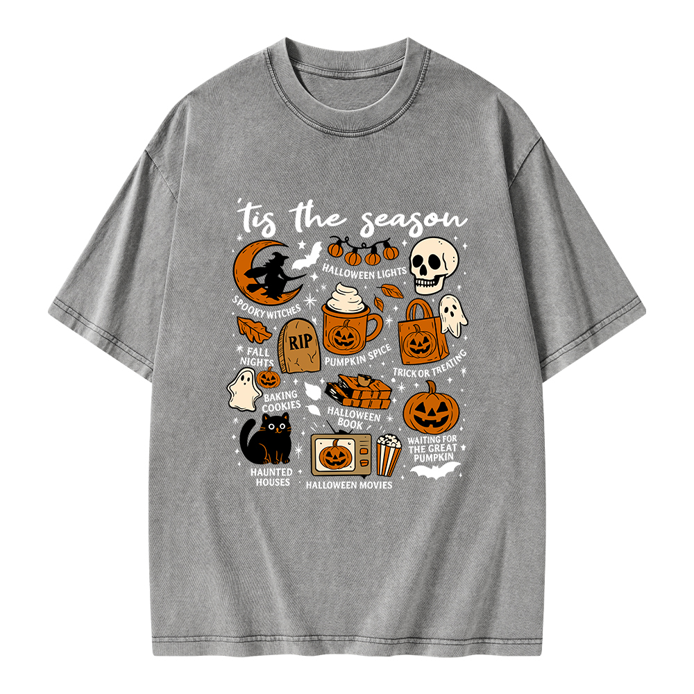Pagewings Halloween Tis The Season Unisex Washed T-shirt