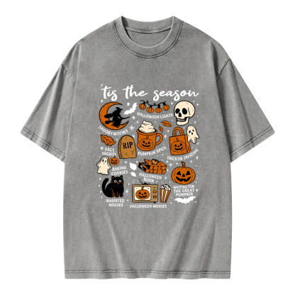 Pagewings Halloween Tis The Season Unisex Washed T-shirt