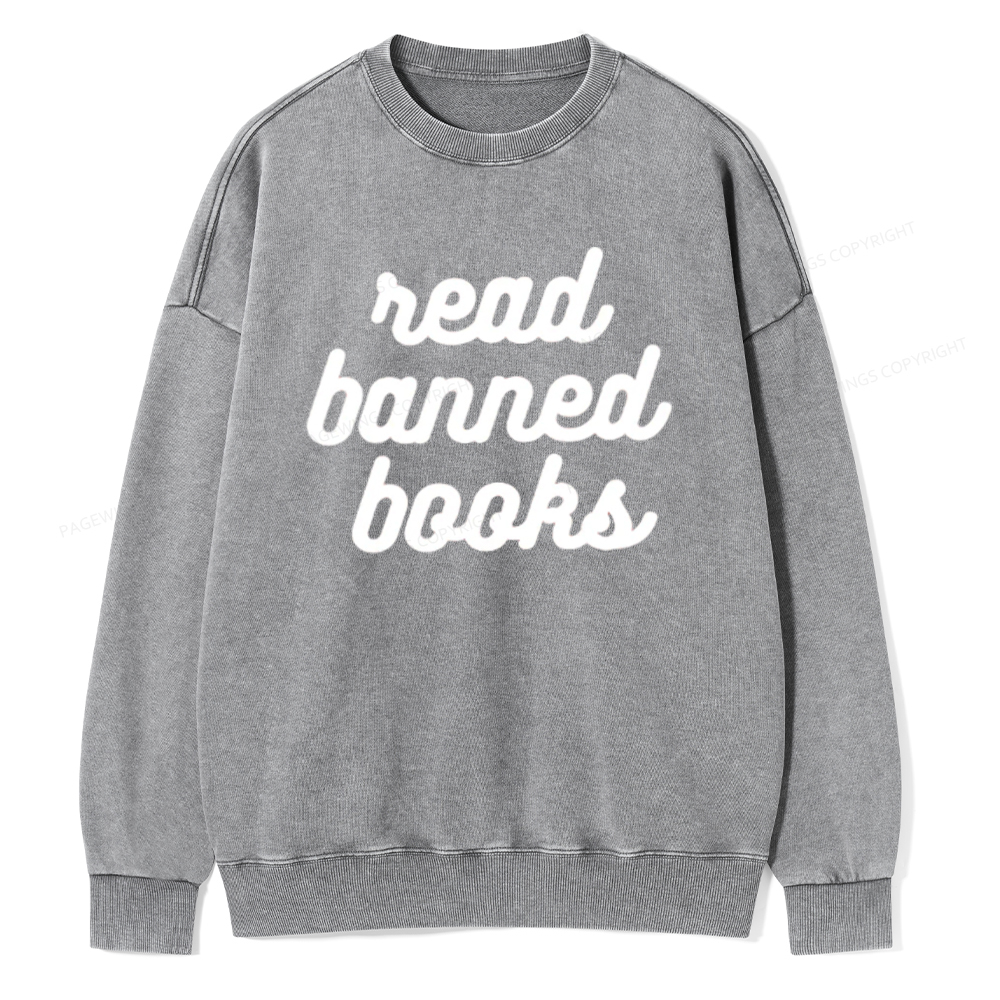 Pagewings Read Banned Books Unisex Tee Unisex Washed Sweatshirt