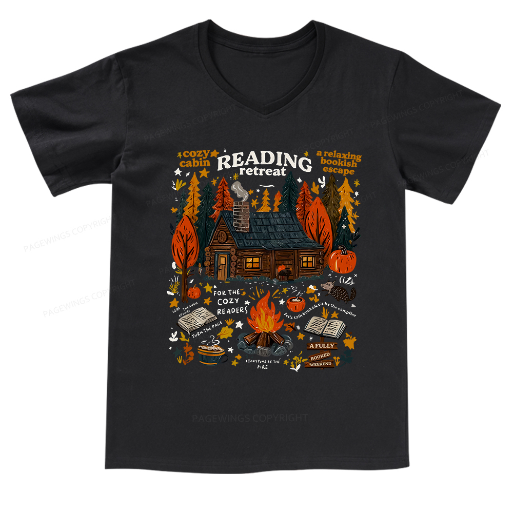 Pagewings Reading Retreat V-neck T-shirt