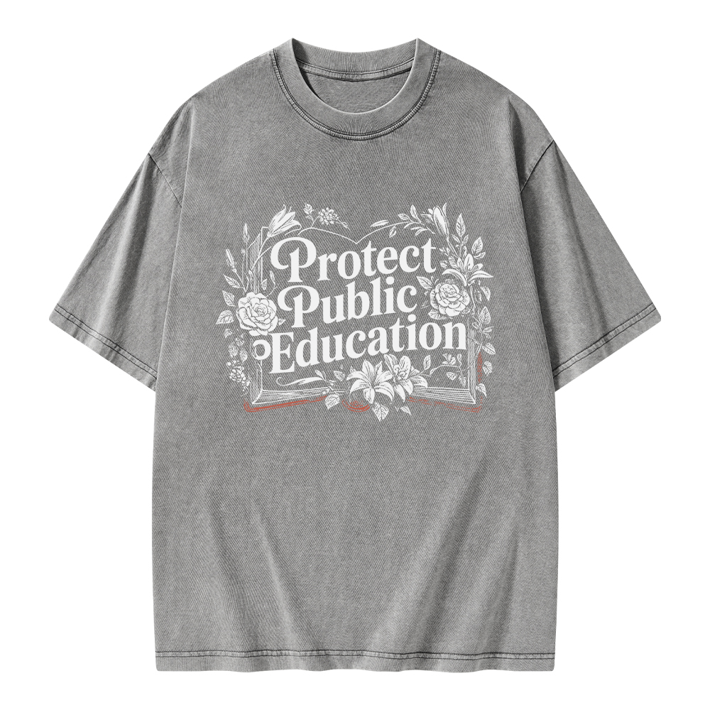 Pagewings Protect Public Education Unisex Washed T-shirt