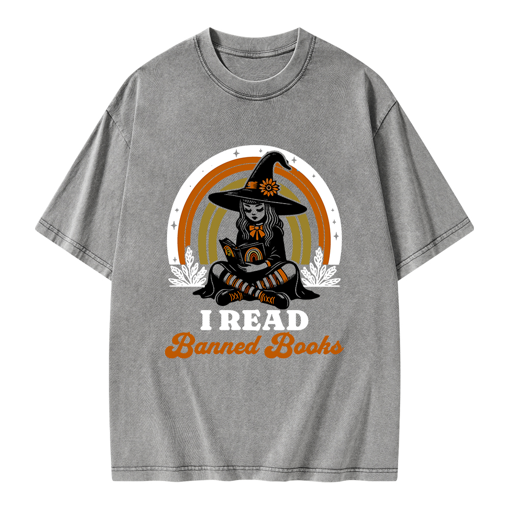 Pagewings I Read Banned Books Unisex Washed T-shirt