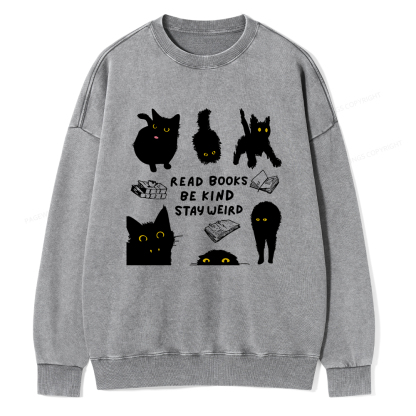 Pagewings Read Books Be Kind Stay Weird Unisex Washed Sweatshirt