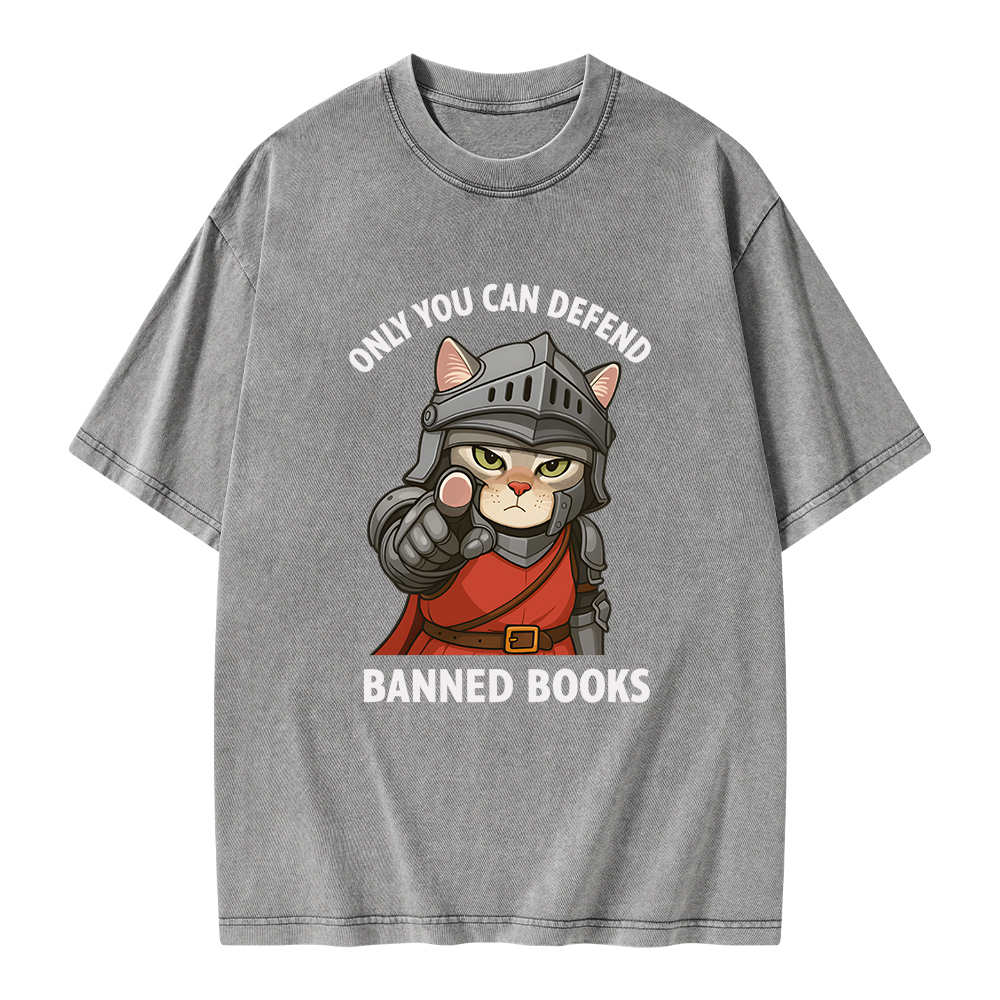 Pagewings Only You Can Defend Banned Books Unisex Washed T-shirt