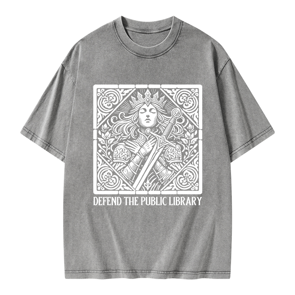 Pagewings Defend The Public Library Unisex Washed T-shirt