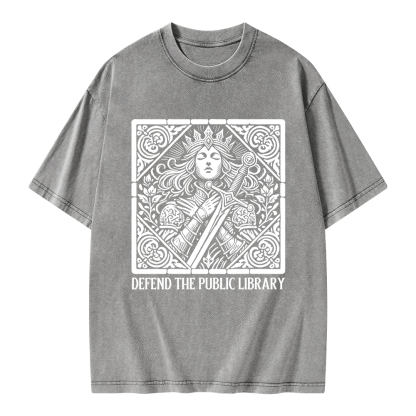 Pagewings Defend The Public Library Unisex Washed T-shirt
