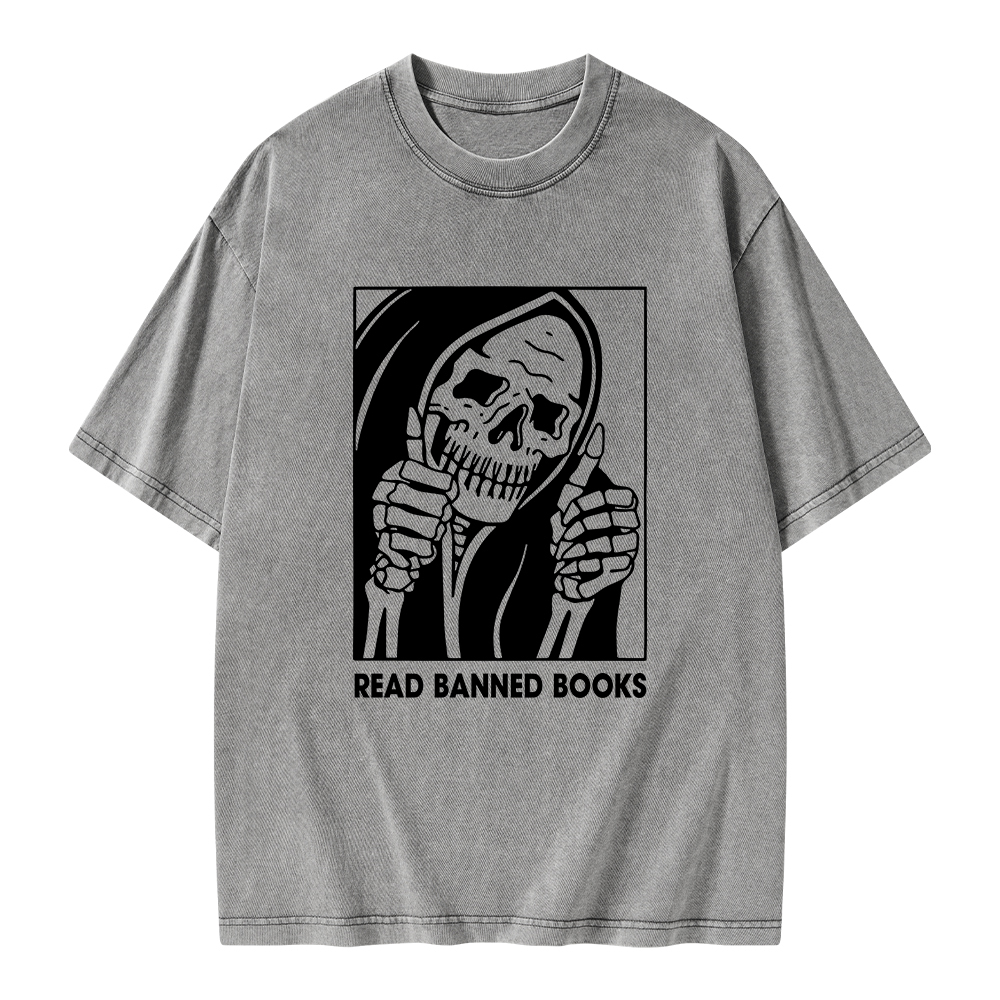 Pagewings Read Banned Books Unisex Washed T-shirt