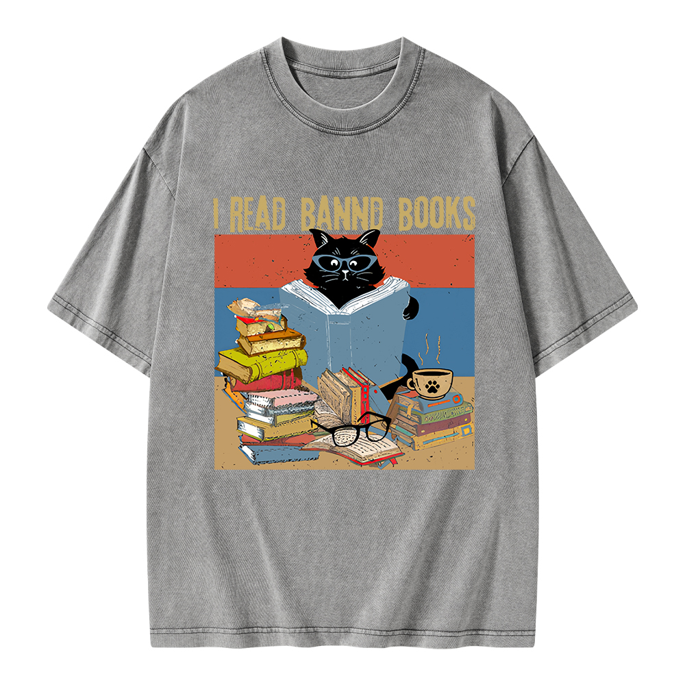 Pagewings  I Read Banned Books Unisex Washed T-shirt