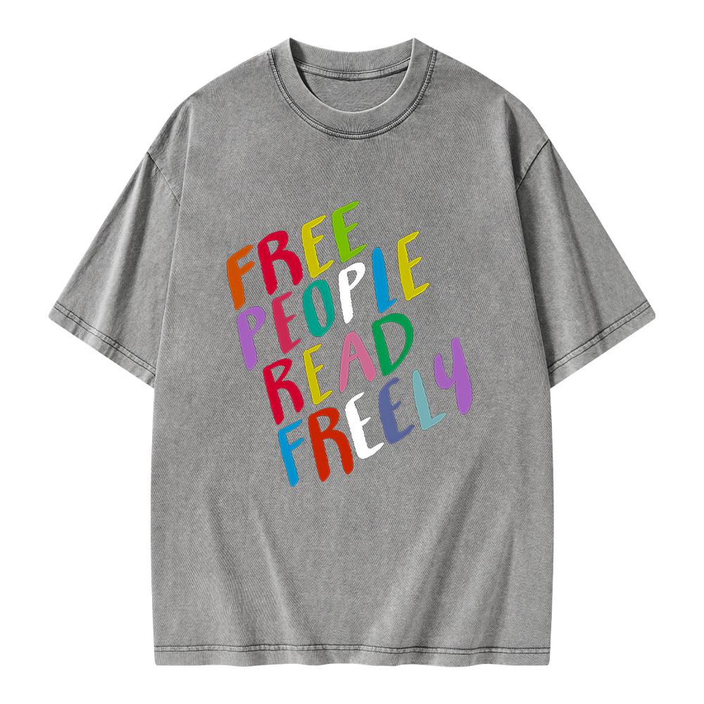 Pagewings Free People Read Freely Unisex Washed T-shirt
