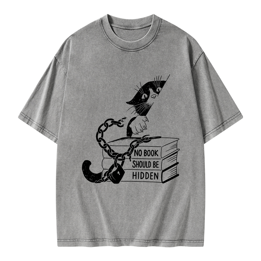 Pagewings No Book Should Be Hidden Unisex Washed T-shirt