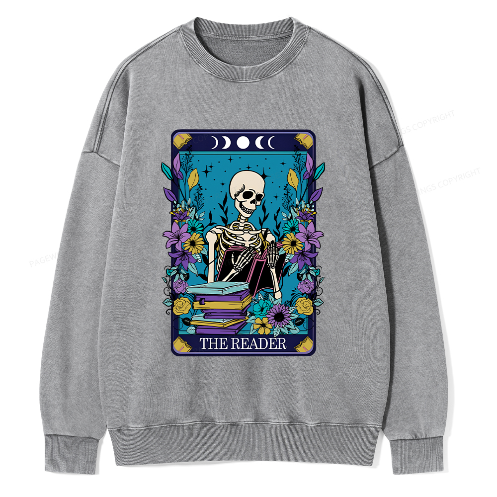 Pagewings The Reader Tarot Card Shirt Unisex Washed Sweatshirt