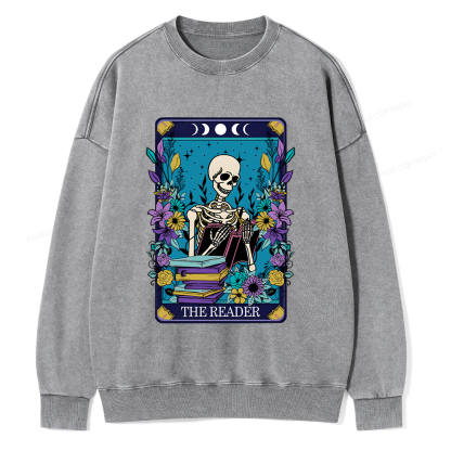 Pagewings The Reader Tarot Card Shirt Unisex Washed Sweatshirt