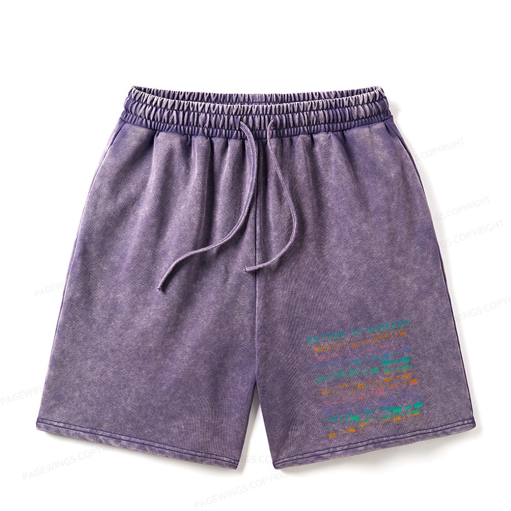 Pagewings Vintage Library Rainbow Unisex Washed Shorts