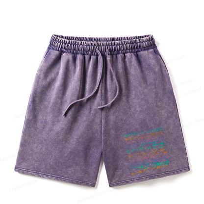 Pagewings Vintage Library Rainbow Unisex Washed Shorts