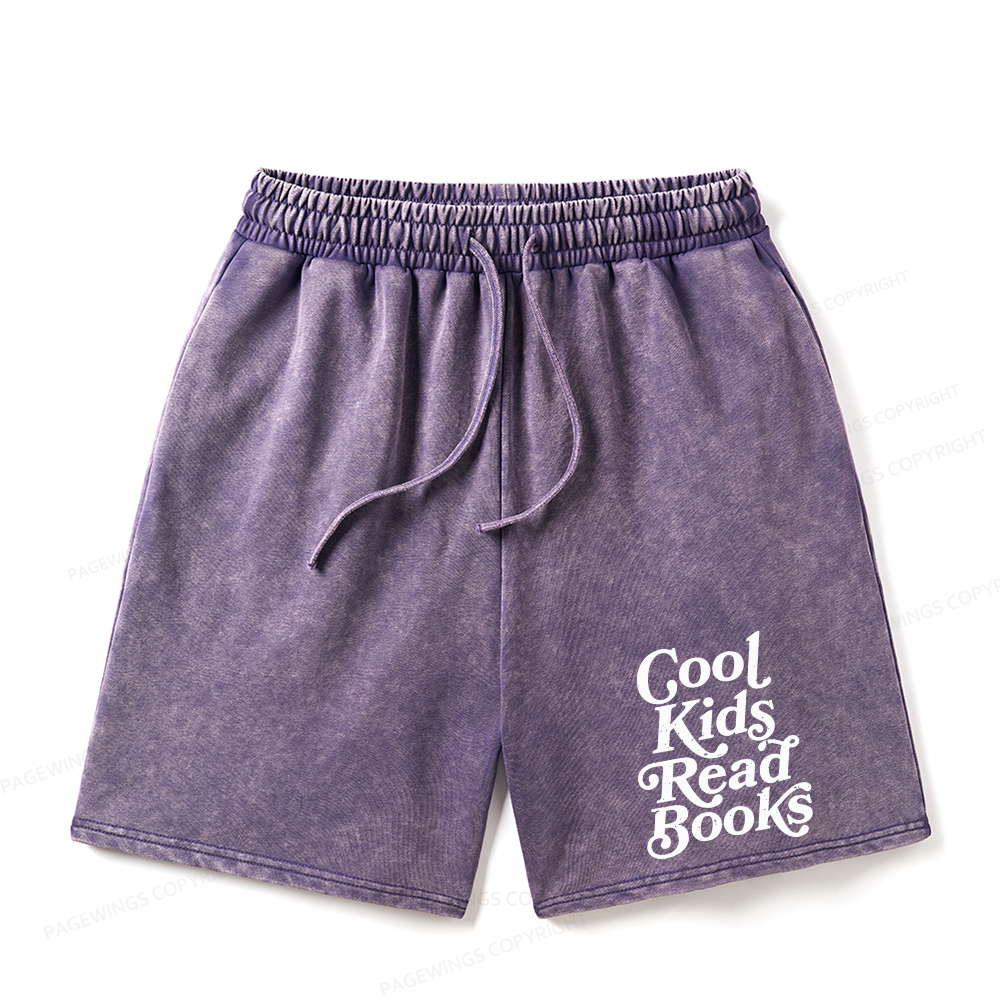Pagewings Cool Kids Read Books Unisex Washed Shorts