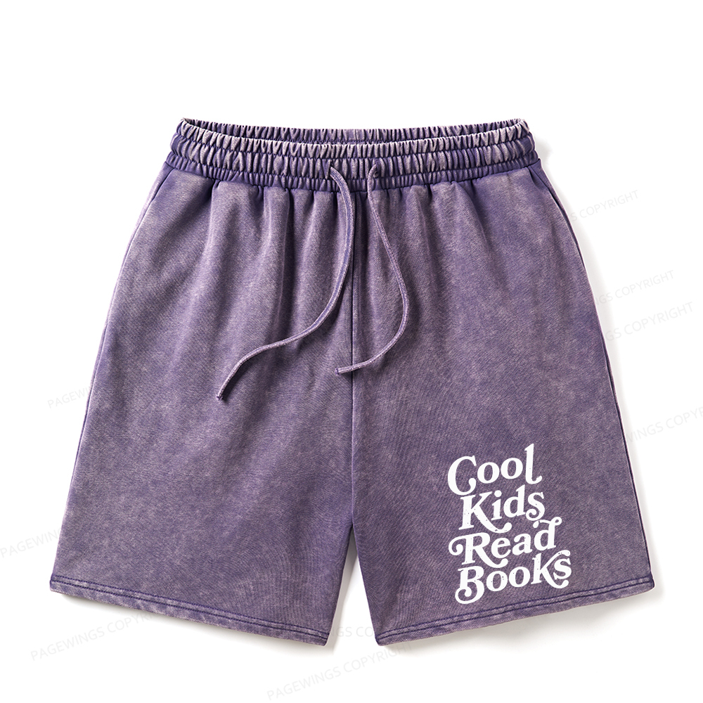 Pagewings Cool Kids Read Books Unisex Washed Shorts