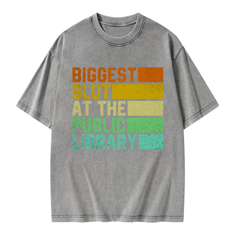 Pagewings Biggest Slut At The Public Library Unisex Washed T-shirt