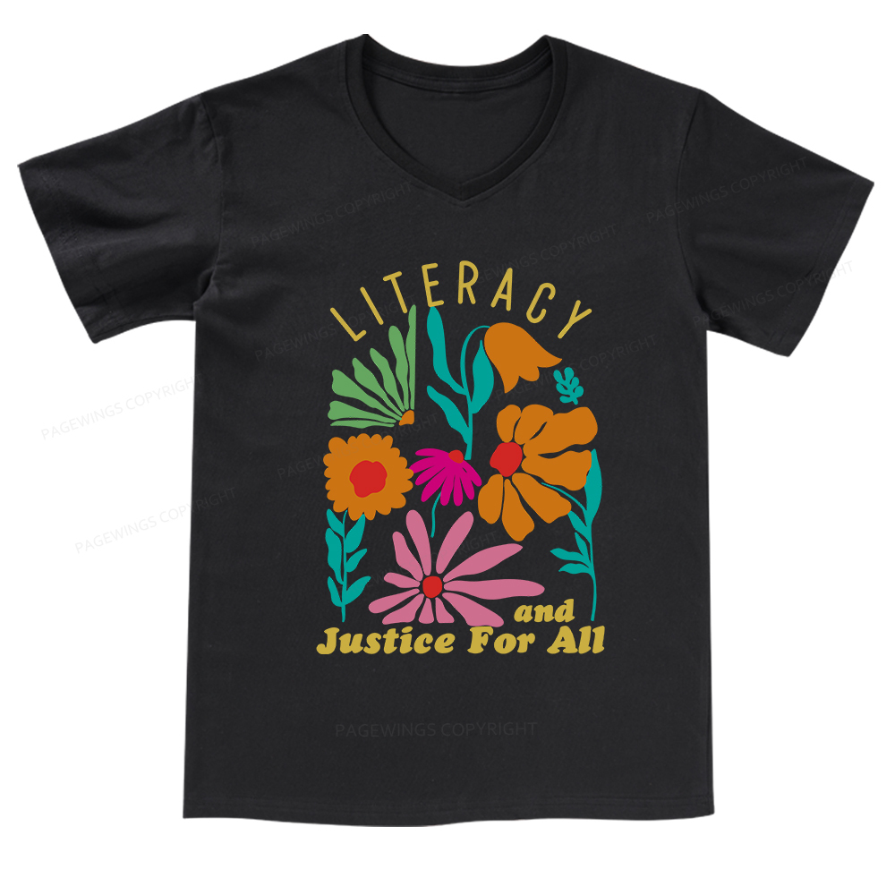 Pagewings Literacy And Justice V-neck T-shirt