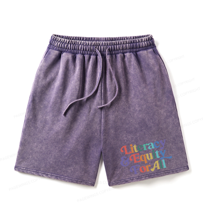 Pagewings Literacy & Equity For All Unisex Washed Shorts