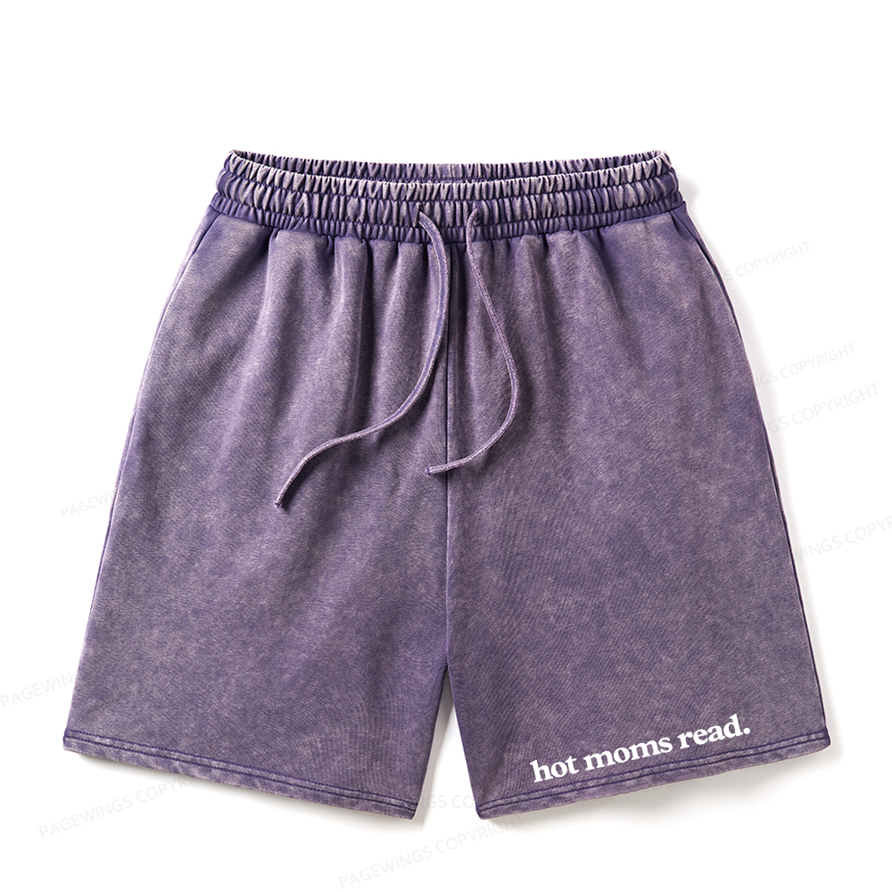 Pagewings Hot Moms Read Unisex Washed Shorts
