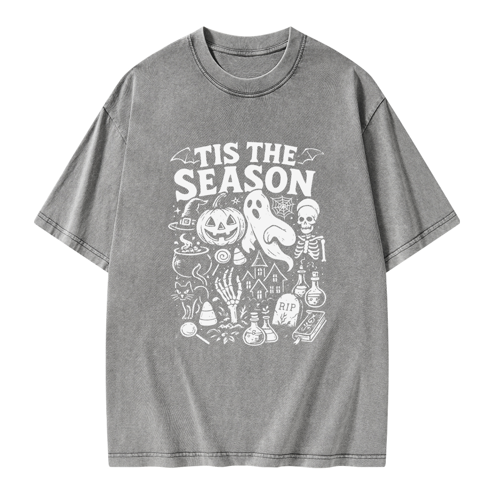 Pagewings Tis The Season Halloween Unisex Washed T-shirt