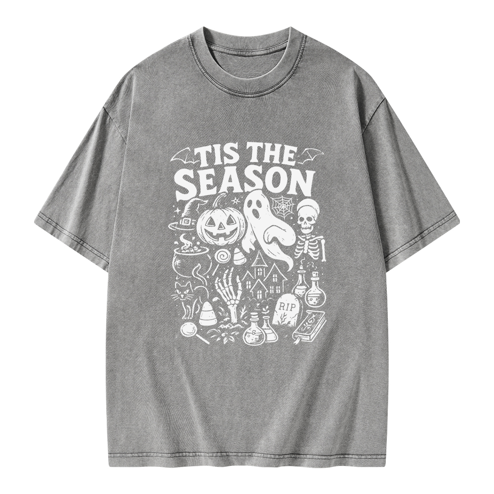 Pagewings Tis The Season Halloween Unisex Washed T-shirt