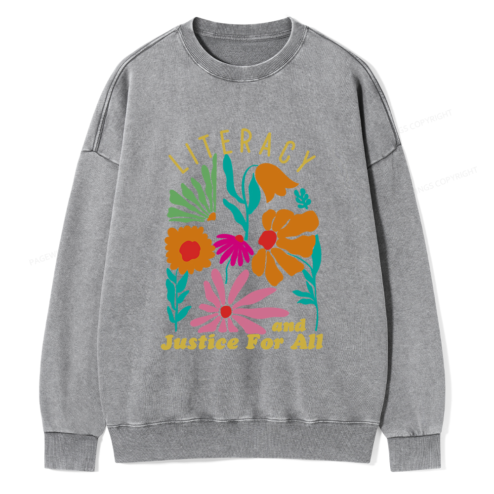 Pagewings Literacy And Justice Unisex Washed Sweatshirt