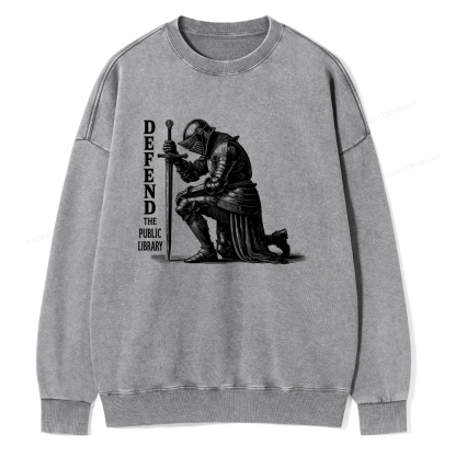 Pagewings Defend the Public Library Unisex Washed Sweatshirt