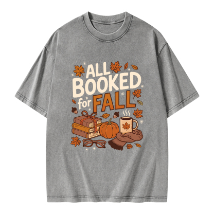 Pagewings All Booked For Fall Unisex Washed T-shirt
