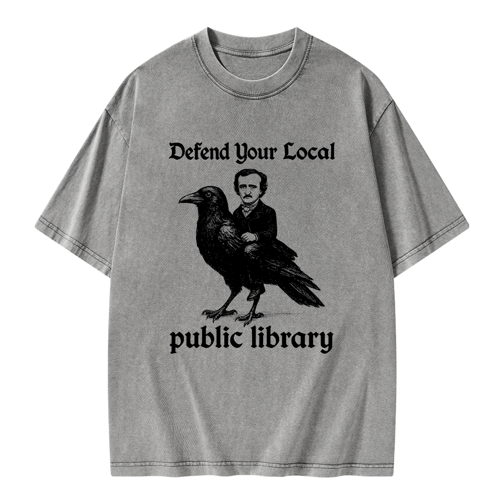 Pagewings Defend Your Local Public Library Unisex Washed T-shirt