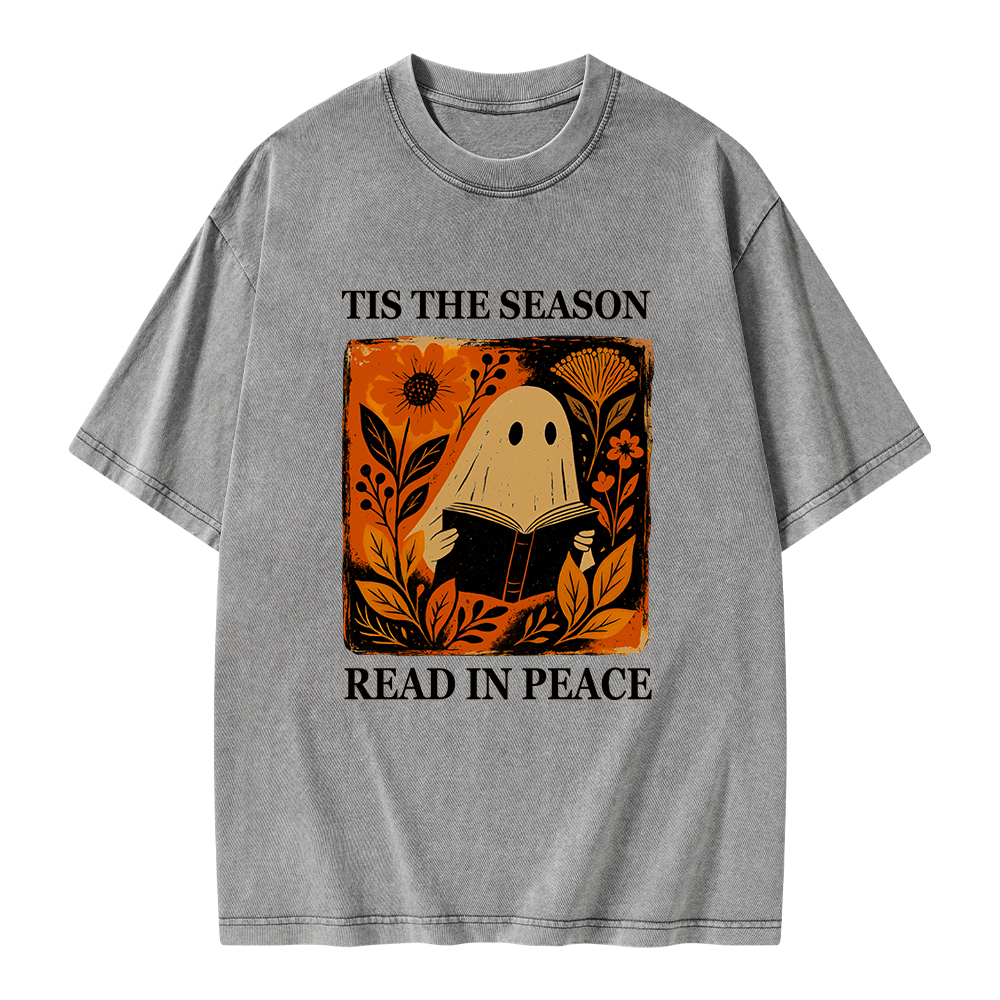 Pagewings Tis The Season Read In Peace Unisex Washed T-shirt