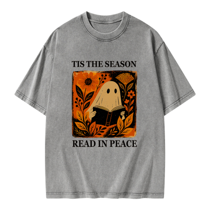 Pagewings Tis The Season Read In Peace Unisex Washed T-shirt