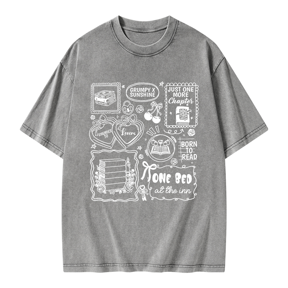 Pagewings Romance Book Lover Unisex Washed T-shirt