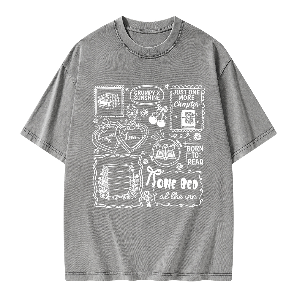 Pagewings Romance Book Lover Unisex Washed T-shirt