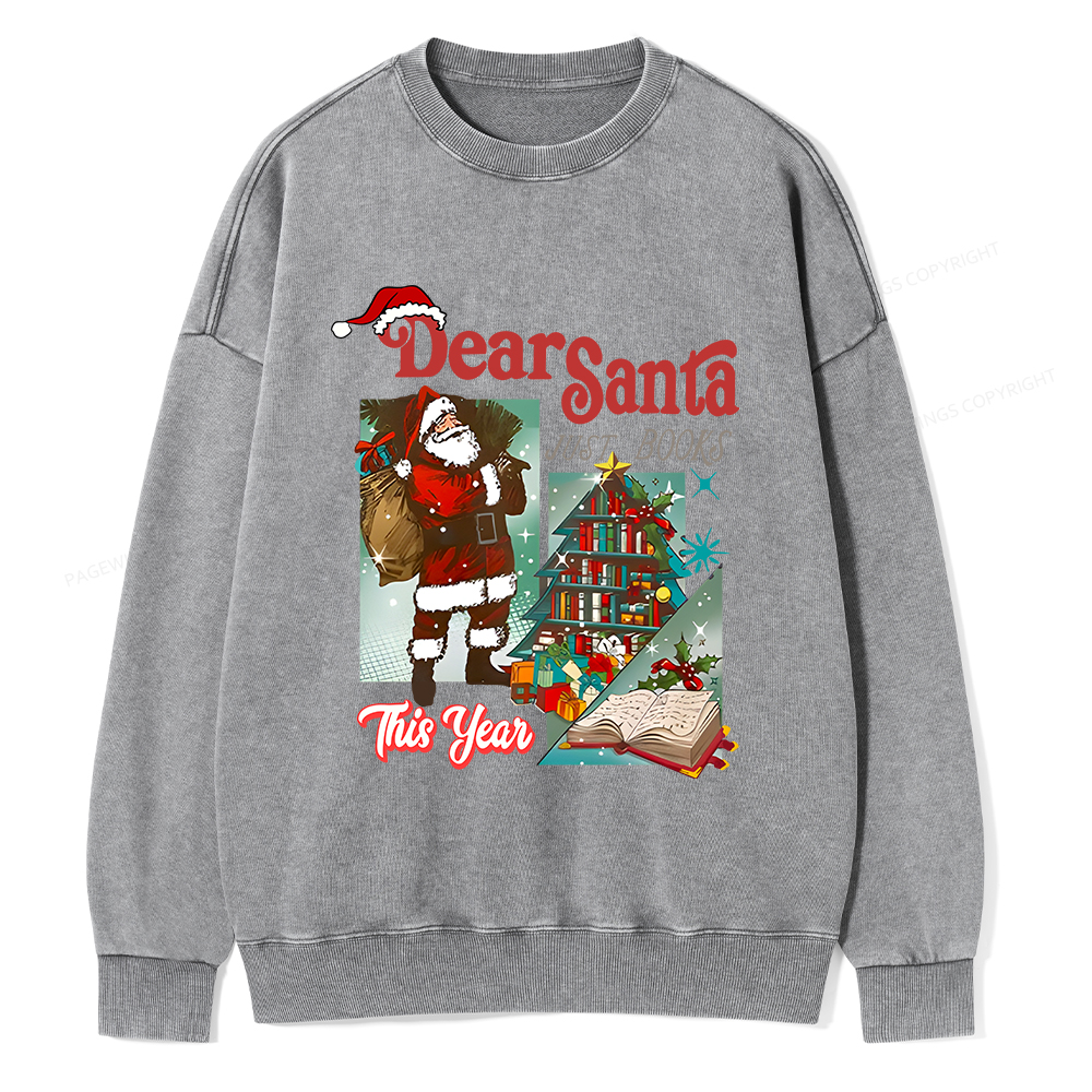 Pagewings Christmas Santa Reader Holiday Unisex Washed Sweatshirt