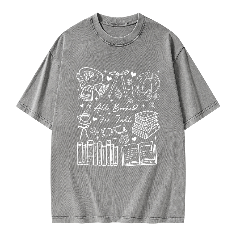 Pagewings All Booked for Fall Unisex Washed T-shirt